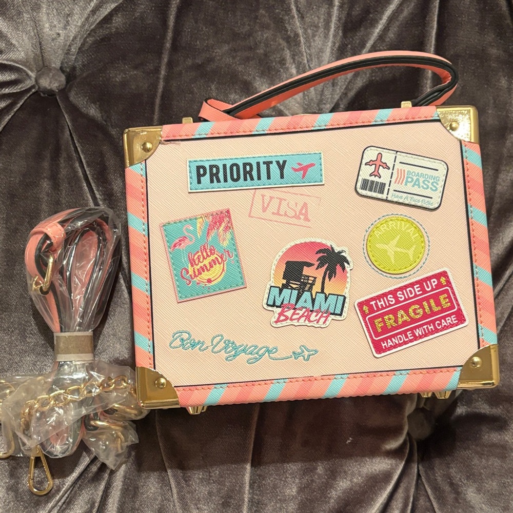 Aldo Stylish Pink Travel-Themed Women's Bag